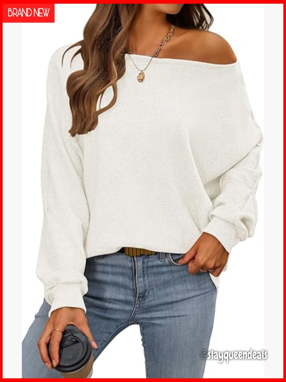 Casual Off Shoulder Batwing Long Sleeve Sweater Pullover